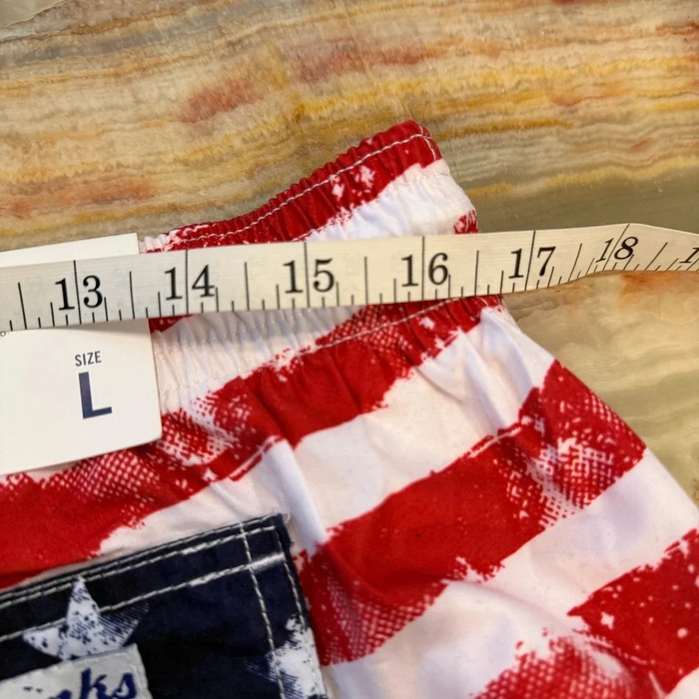 Trunks Surf & Swim Co. Men's USA Vintage Flag‎ Printed Sano Swim Shorts Marine L